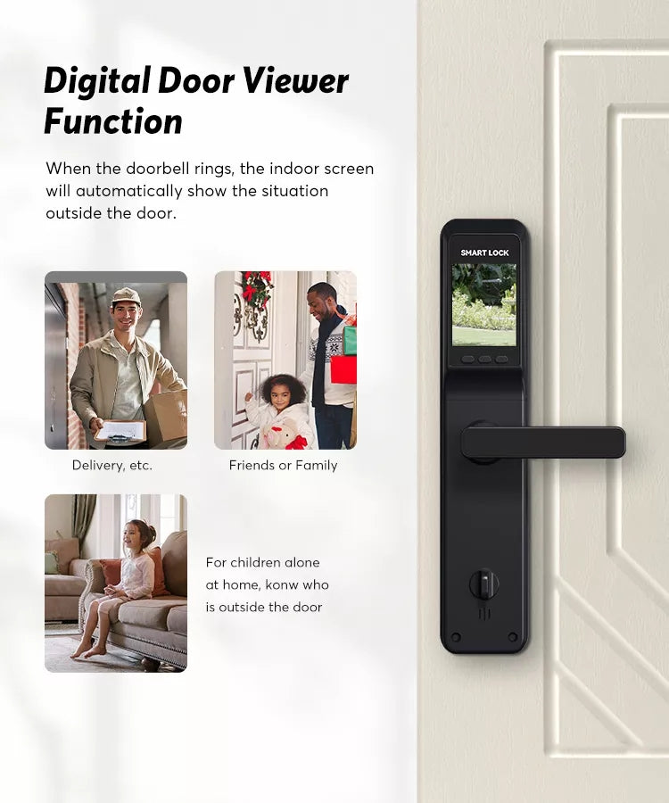 Cerradura inteligente, biometrica, cerradura para puertas, seguridad, huella dactilar, Wifi, Camara