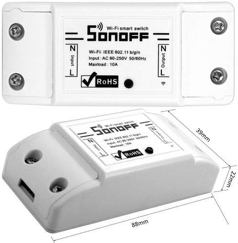 SONOFF Basic R2, relé inteligente, automatización del hogar, control remoto, Wi-Fi 2.4 GHz, eWeLink, compatible Alexa, compatible Google Assistant, interruptor inteligente, control de luces, automatización de electrodomésticos, hogar conectado, domótica económica, temporizadores inteligentes, escenas personalizadas, carga máxima 10A, certificación TÜV, CE y RoHS, fácil instalación, seguridad eléctrica, relé compacto.