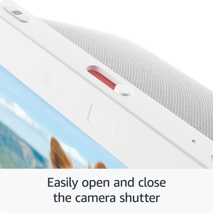 Diseño sustentable del Amazon Echo Show 8 (3ra Generación) con controles de privacidad avanzados.