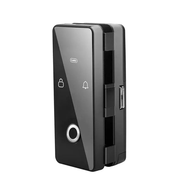 Cerradura Inteligente B2 Tuya para puertas de vidrio, con huella digital, clave numérica, tarjetas RF y control remoto vía app Tuya Smart. Compatible con vidrio de 8 a 12 mm y conectividad WiFi.