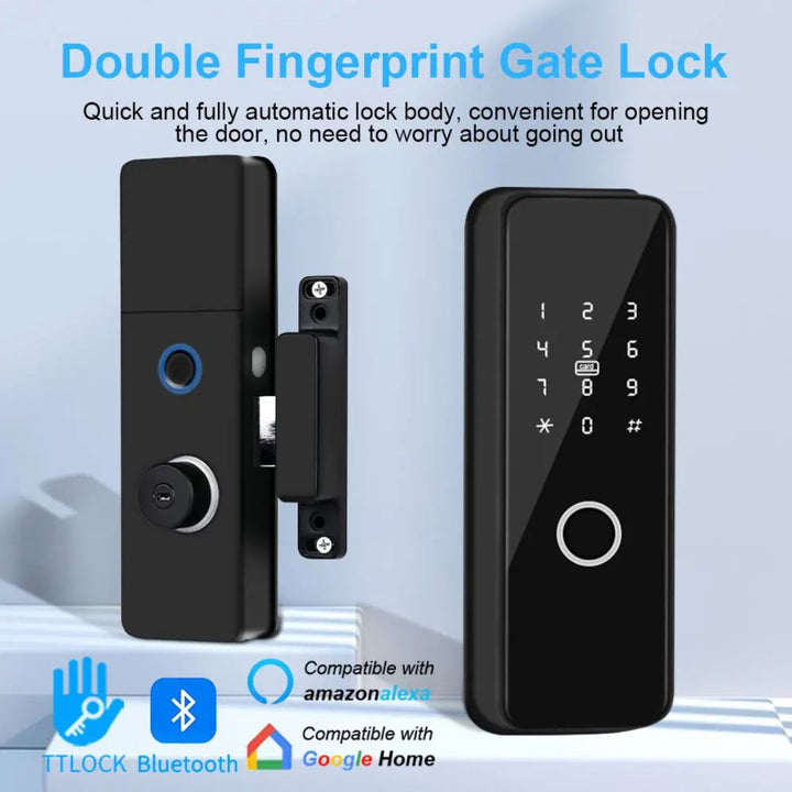 Cerradura Inteligente BT1 con huella digital, clave numérica, tarjetas RF, llave mecánica y conectividad Bluetooth. Incluye seguro de electroimán para mayor protección. Ideal para hogares y negocios, compatible con la app TT Lock para gestión remota y personalizada. Diseño elegante en negro para combinar seguridad y estilo.







