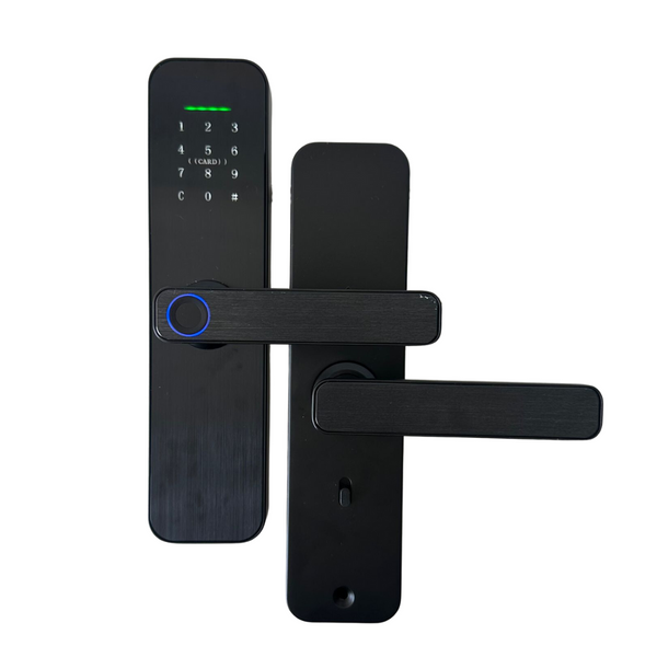 Cerradura Inteligente Z13 Tuya WiFi con huella digital, clave, tarjeta RFID y llave mecánica. Permite registrar hasta 100 usuarios por huella y tarjeta. Compatible con la app Tuya Smart para desbloqueo remoto, generación de claves temporales y monitoreo de acceso. Ideal para hogares y propiedades de alquiler tipo Airbnb, fabricada en diseño moderno y conectividad WiFi 2.4 GHz.
