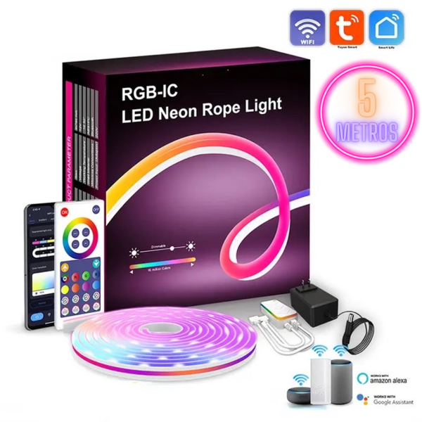 Cuerda De Luz Led Flexible De Neón Rgb-ic , 5m, Cc De 12v