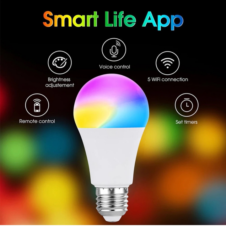 Control del bombillo LED RGB WiFi mediante comandos de voz con Alexa y Google Assistant.