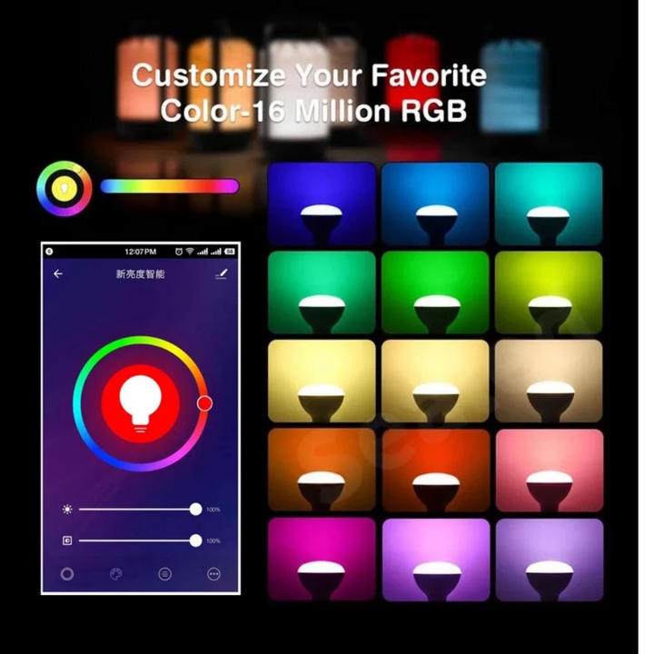 Bombillas LED BR30 WiFi controladas por voz con Alexa y Google Assistant para encender, apagar y cambiar colores.