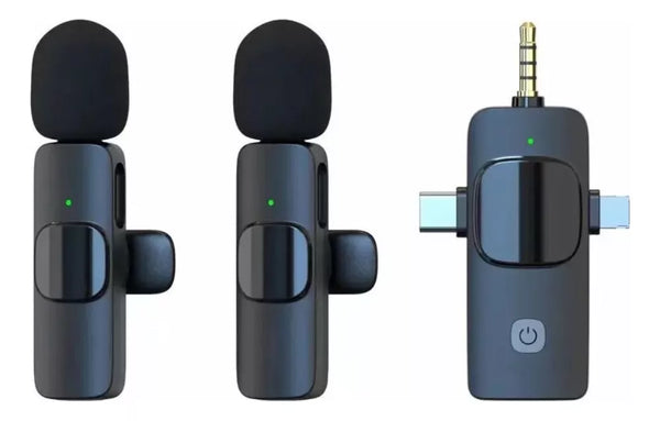 Micrófono K15 Solapa 3 En 1 Doble Compatible iPhone Y Tipo C