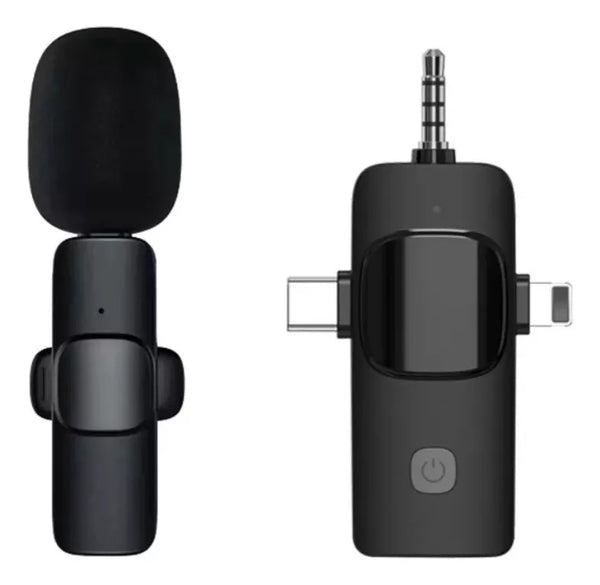 Micrófono K15 Solapa Inalámbrico 3 En 1 Tipo C iPhone 3.5 Mm