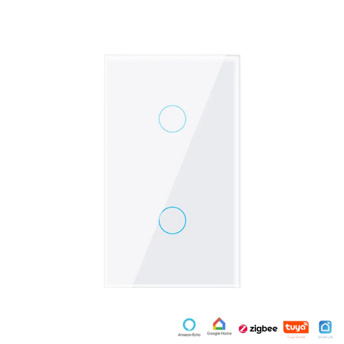 Interruptor Inteligente DS121 Zigbee Tuya de 2 Botones Compatible Con Alexa y Google Assistant. Medellin, bogota, Domotica, blanco, 