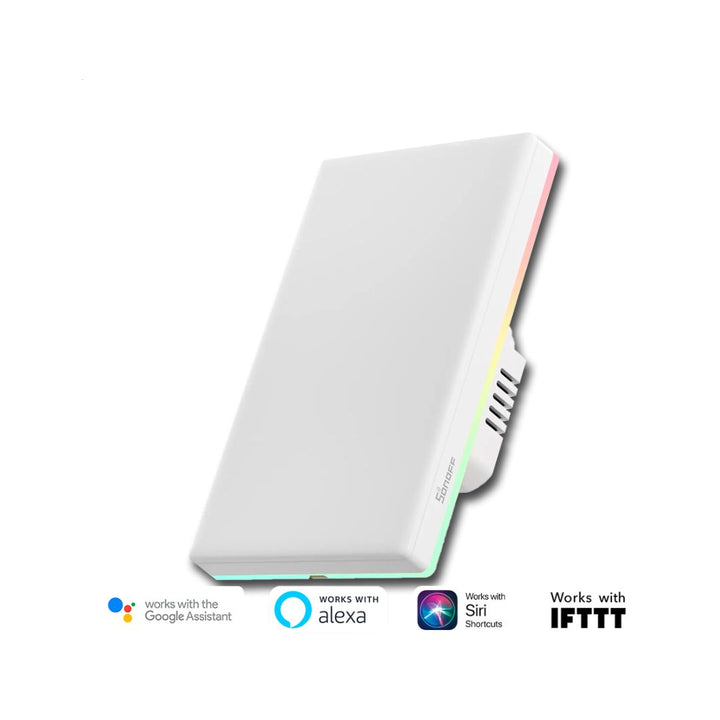 Interruptor inteligente T5-1C-120, control Wi-Fi 2.4 GHz, compatible Alexa y Google Assistant, luces LED RGB, eWeLink-Remote, hogar inteligente, iluminación personalizada, control de un circuito, interruptor táctil.