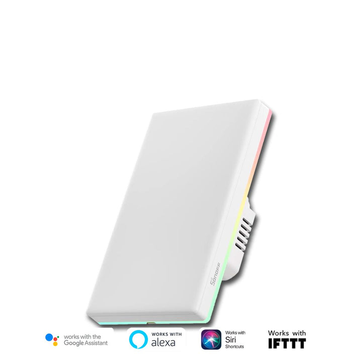 Interruptor inteligente T5-1C-120, control Wi-Fi 2.4 GHz, compatible Alexa y Google Assistant, luces LED RGB, eWeLink-Remote, hogar inteligente, iluminación personalizada, control de un circuito, interruptor táctil.