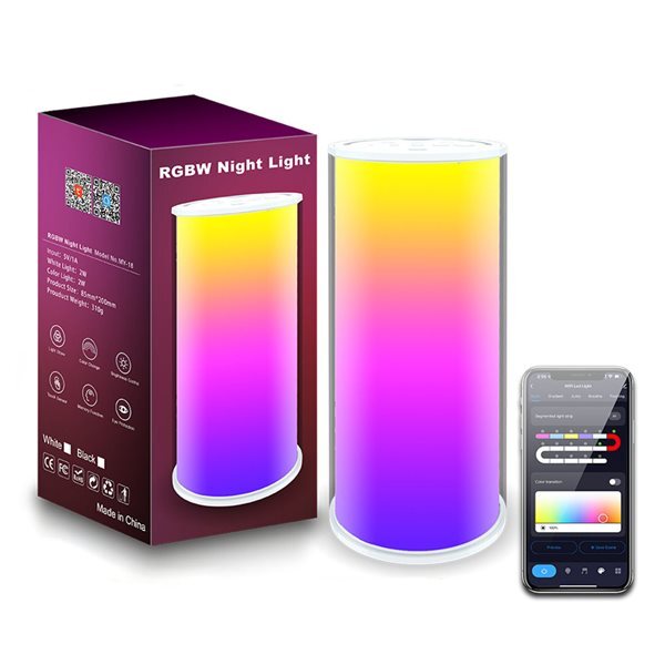 Lámpara LED RGB inteligente con batería incorporada, control de voz, compatible con Google Assistant y Amazon Alexa. Diseñada para ser colocada en escritorios o superficies, con modos duales de graffiti y sinfonía. Con fuente de alimentación USB, fácil de cargar y usar en cualquier espacio.