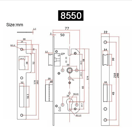 Mortise 5085 para puertas, fabricado en acero inoxidable, ideal para puertas de madera y metálicas. Proporciona seguridad confiable y durabilidad en aplicaciones residenciales y comerciales.