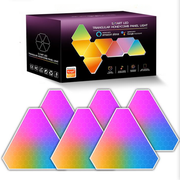 Panel Luces Triangulares Wifi RGB 6 Und Tuya Gamer Alexa