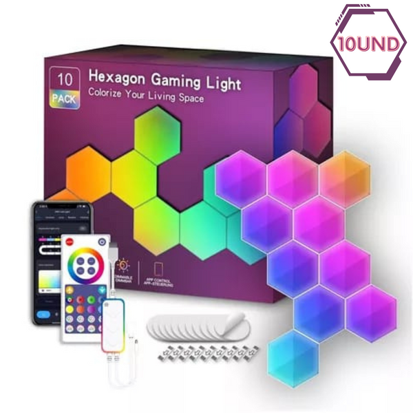 Panel Hexagonal Wifi 10 Und Led Rgb Pared Set Gamer Alexa