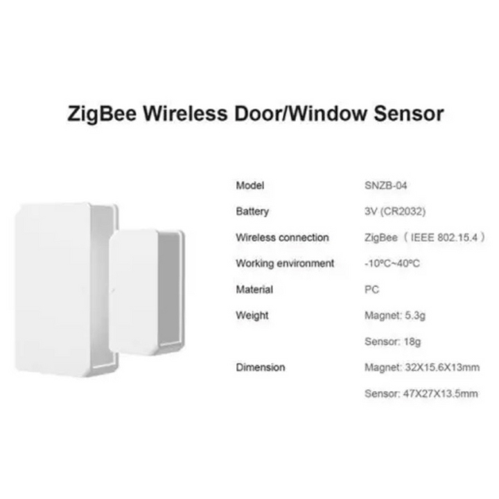 SONOFF SNZB-04, sensor de puerta y ventana, sensor inalámbrico Zigbee, automatización del hogar, seguridad doméstica, notificaciones de apertura y cierre, compatibilidad con eWeLink, control remoto, bajo consumo de energía, fácil instalación, diseño compacto, monitoreo en tiempo real, integración con asistentes de voz, escenas inteligentes, alertas de batería baja.