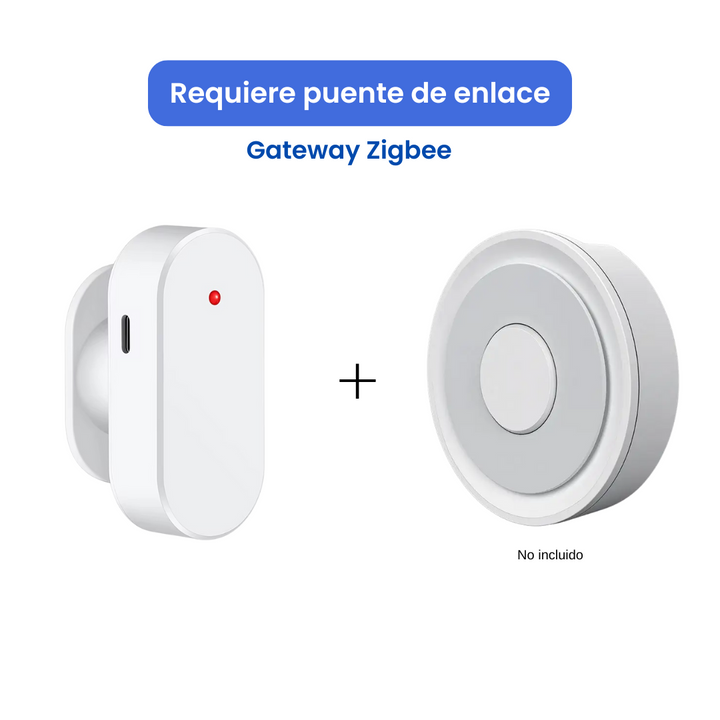 Sensor Zigbee de presencia y luz configurado para automatizar escenas inteligentes, como encender luces o activar enchufes al detectar movimiento.
