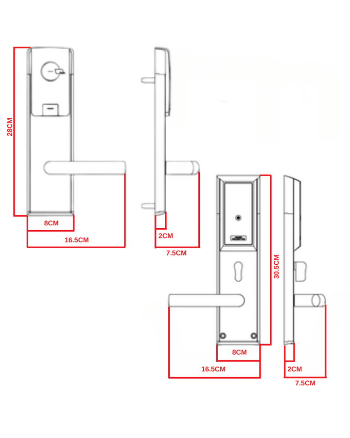 Optimiza la administración de accesos con la Cerradura HT2, equipada con tecnología de proximidad RFID, conectividad Bluetooth y gestión remota a través de TTHotel o TTLock.