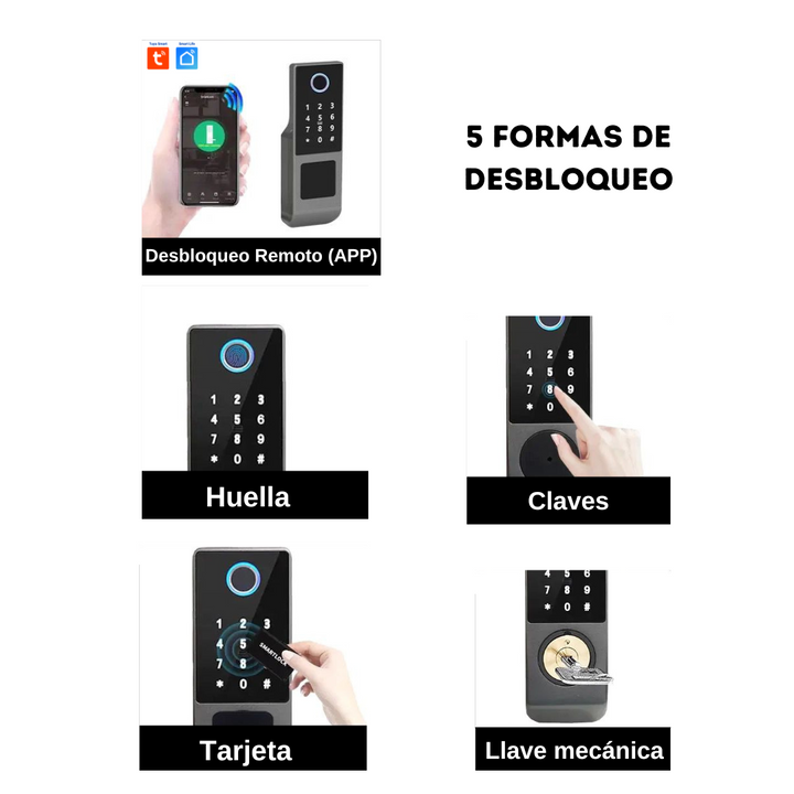 Pantalla táctil iluminada de la XR1 con lector de huella dactilar y teclado numérico para configurar claves personalizadas y acceder de manera segura.





