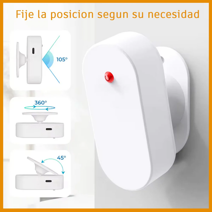 Detalle del diseño moderno y conexión por puerto USB tipo C del sensor de presencia humana WiFi Tuya para hogares inteligentes.