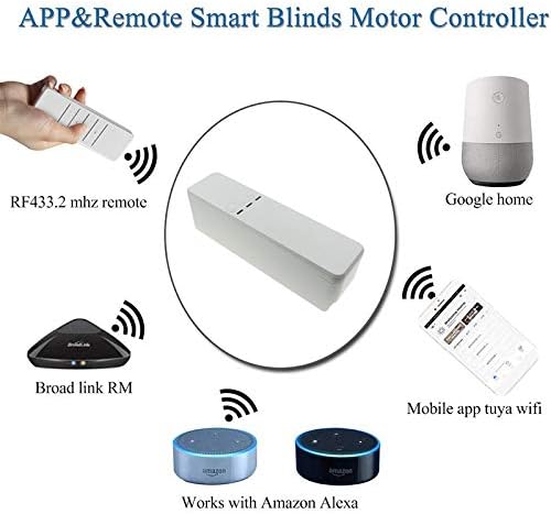 Motor WiFi de cortina con programación diaria, comando de voz, control desde cualquier lugar y conectividad 2.4 GHz.
