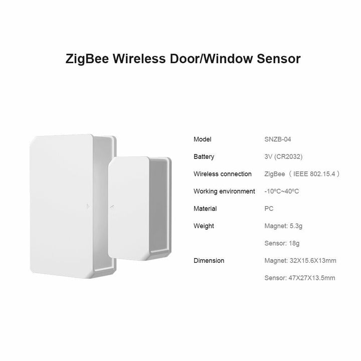 SNZB-04 ZigBee - Sensor inalámbrico para ventana o puerta, alarma antirrobo para seguridad del hogar