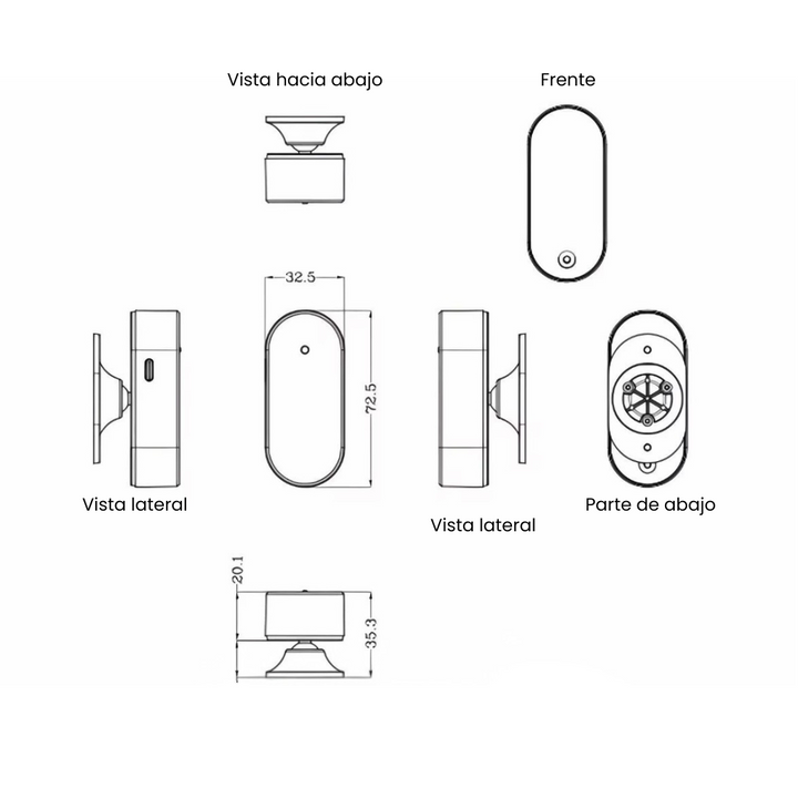 Visualización del historial de eventos del sensor de presencia humana WiFi Tuya en la aplicación Smart Life, mostrando registros de detección de movimiento y luz.