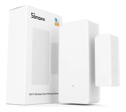 Sensor SONOFF DW2 WiFi para monitoreo de apertura y cierre de puertas o ventanas.