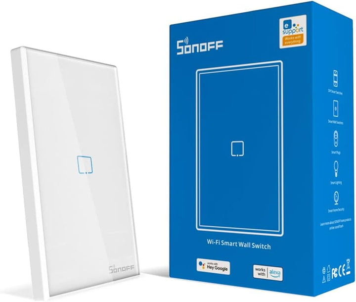 Interruptor táctil Sonoff WiFi compatible con Alexa y Google Assistant.
