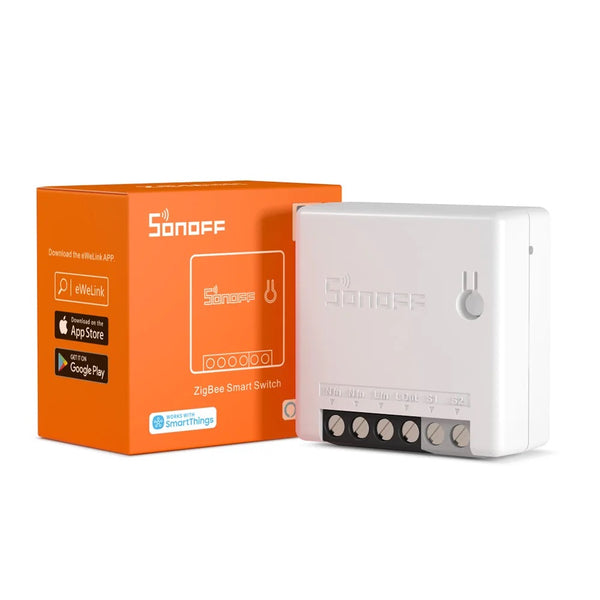 Relé inteligente SONOFF ZBMINI con tecnología Zigbee 3.0 para automatización.
