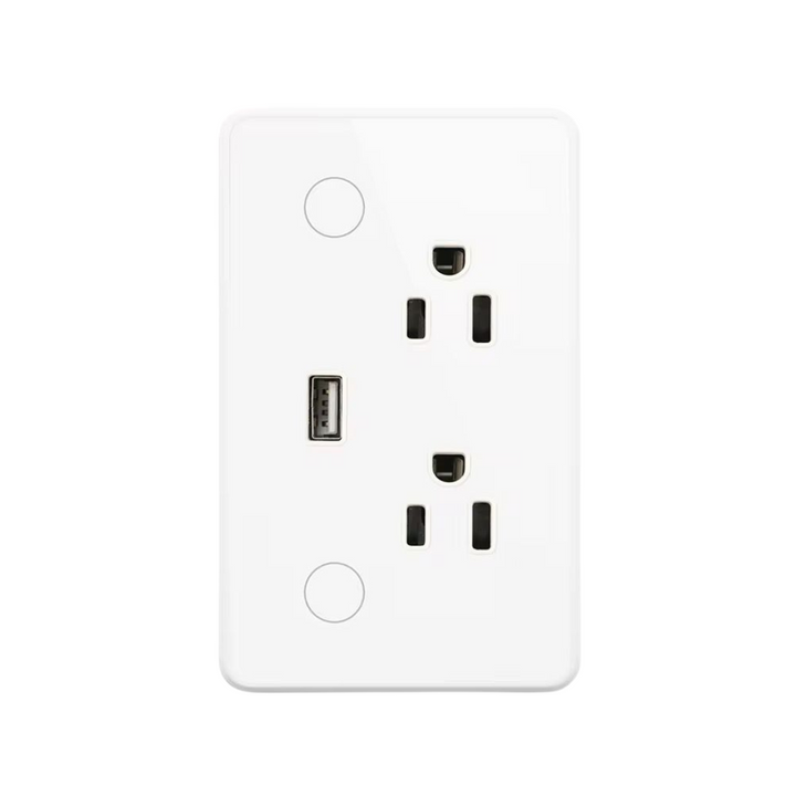Tomacorriente inteligente Zigbee con puerto USB A y C, compatible con Alexa y Google Home para control por voz y automatizaciones personalizadas.