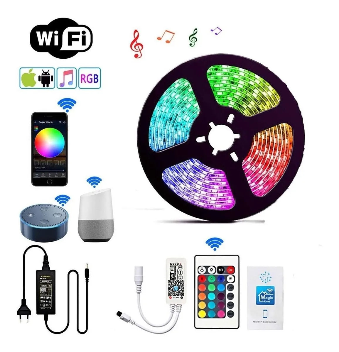 Cinta Led 5 Metros Rgb 5050 Wifi Smart Alexa Google Apps Medellin Bogota
