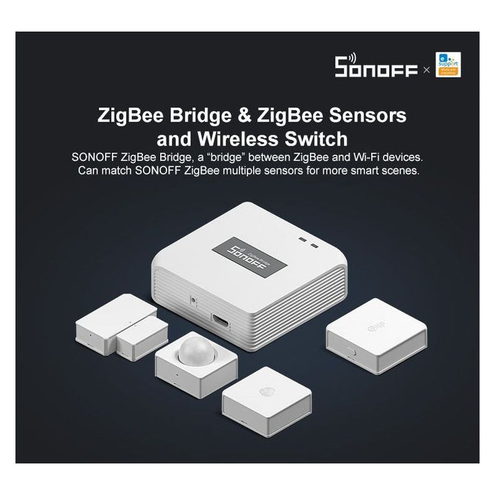 Hub SONOFF ZigBee Bridge con tecnología ZigBee 3.0 y conexión WiFi 2.4 GHz.