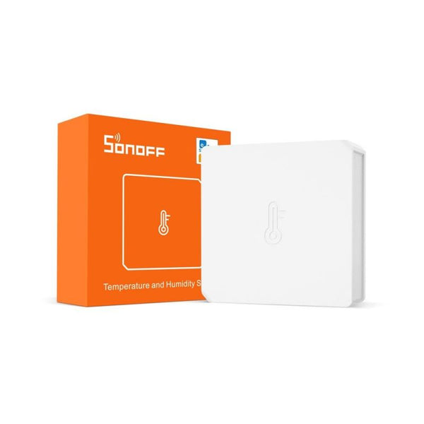 Sensor SONOFF SNZB-02 Zigbee para monitoreo de temperatura y humedad en tiempo real.