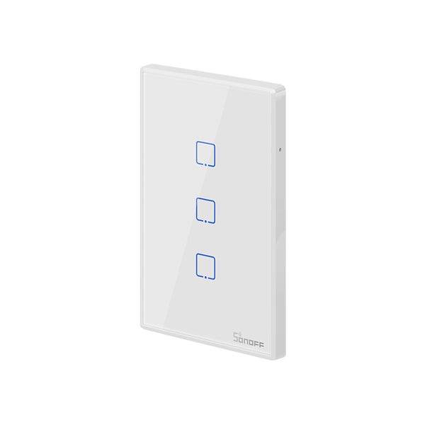 Interruptor inteligente Sonoff táctil de 3 vías con panel de vidrio templado.