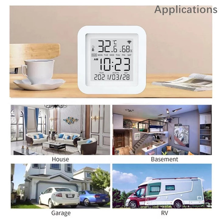 Sensor de temperatura y humedad Tuya Smart con control remoto desde la app.